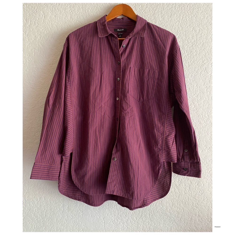 Madewell Women’s Burgundy Striped Button Down Shirt